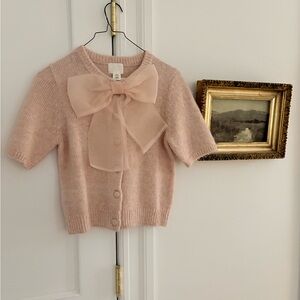 H&M Soft Blush Bow Detail Knit top cardigan